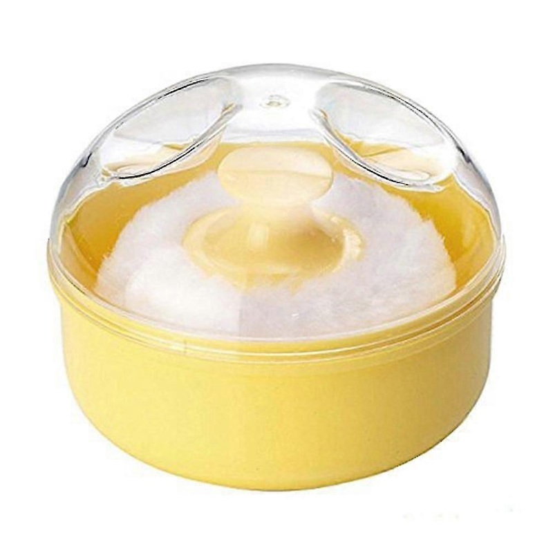 1 Piece Soft F Body Powder Puff Sponge Box Case Cosmetic Container Yellow,6192
