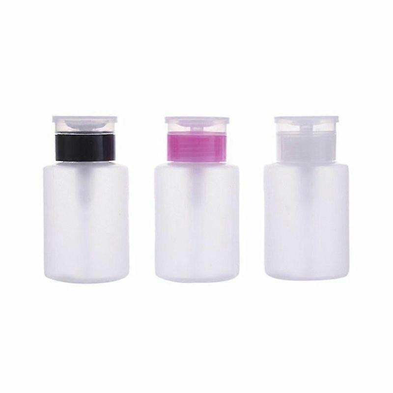 Cleaner Clean Acetone Nail Polish Remover Pump Dispenser Container Empty Bottle.(black + Transparent + Rose Red)(3pcs)