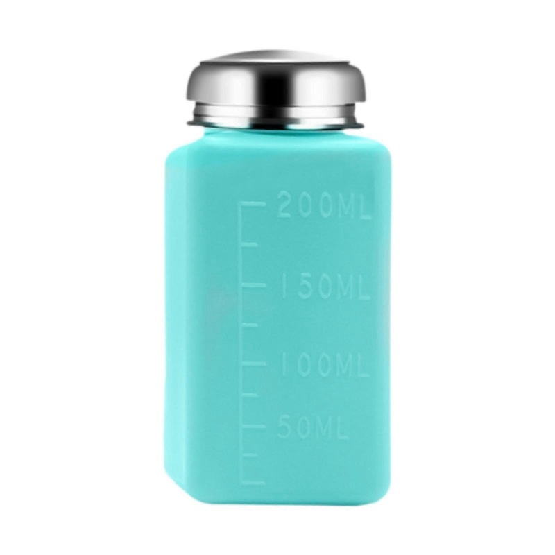 Nail Polish Remover Pump Dispenser Bottle 200ml Refillable for Water Emulsion Essence Storage, Blue Color