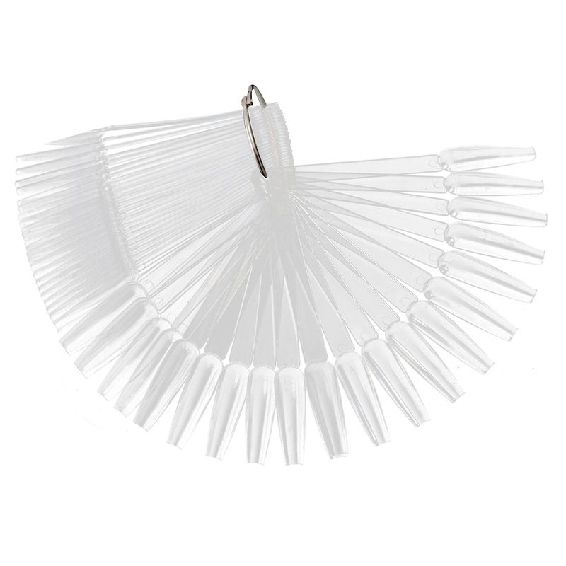 50pcs False Nail Art Tips Sticks Salon Practice Nail Polish Color Card Plates Display Board Transparent
