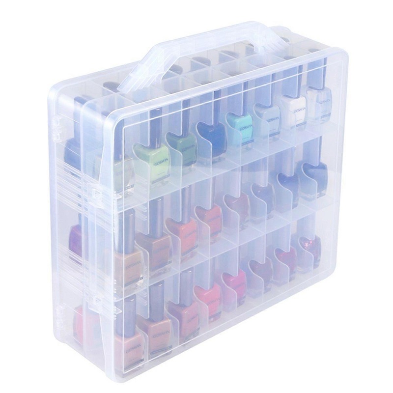 Universal Nail Polish Holder Organizer with 48 Adjustable Dividers for Bottles, Compact Space Saver for Home and Salon Use