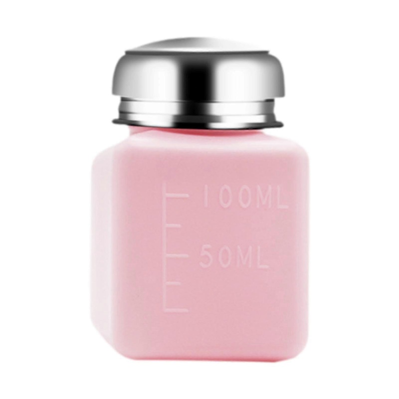 Nail Polish Remover Pump Dispenser Bottle 100ml Pink Refillable Portable Hand Pumping Container for Makeup Storage