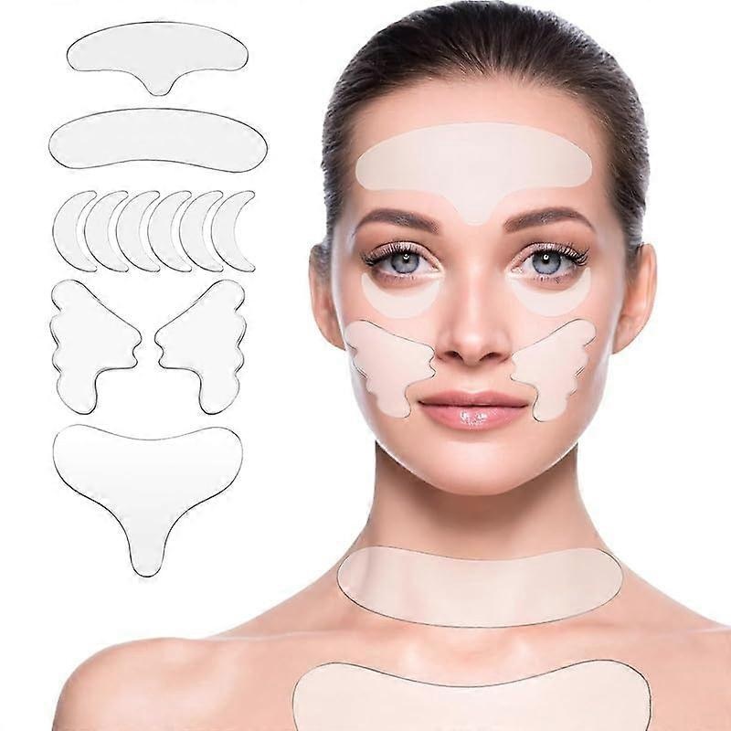 Wrinkle Patches for Chest and Neck, Reusable Silicone Forehead Pads, 11 Count Anti-Aging Skin Care