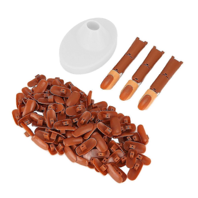 Nail Art Training Practice Finger Bendable Joints False Nail Tips Finger Mannequin with BaseWhite