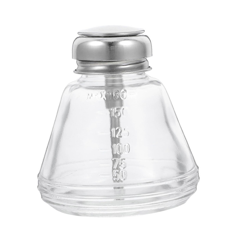 Airless Pump Bottle Glass Dispenser for Liquid Storage, Nail Polish Remover, 100ml Capacity, Push Down Design