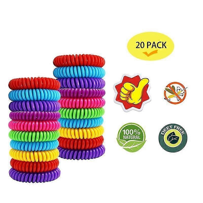 Minglan Mosquito Bracelets - 20 Pack Natural Mosquito Repellent Bracelets For Kids Adults, Insect Bracelet, Citronella Wristband - Deet Free Mosquito