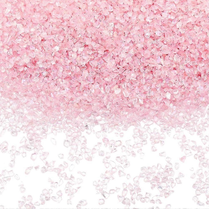 1 Box 200g Pink Broken Glass Pieces Crushed Glass Bulk Resin Art Irregular Crystal Chips Clear Chunky Flakes Sequins for Nail Arts Crafts DIY Vase Fil