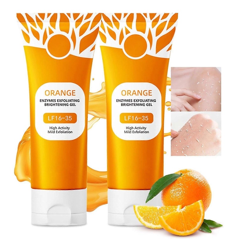 2PCS Orange Exfoliating Whitening Gel Scrub, 2026 New Orange Exfoliating Gel for Face and Body, Clean Pores Remove Blackheads Exfoliatings Facial for