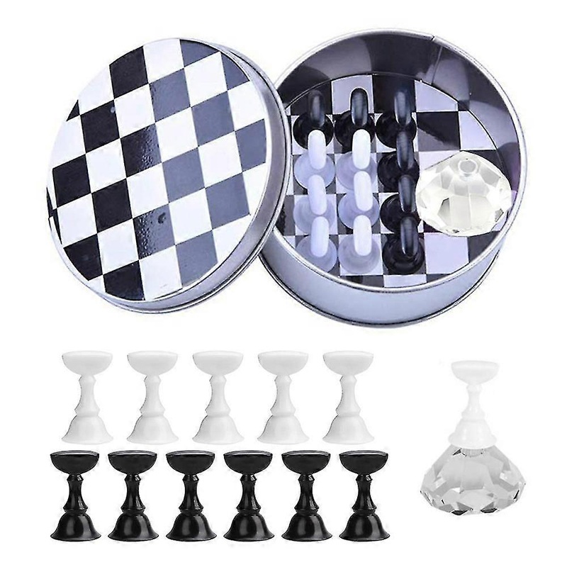 1 Set Nail Art Tips Holder Practice Display Stand, Magnetic Stuck Crystal Nail Art Holder, Chessboard Nail Art Display Tools Set For Nail Art Salon Di