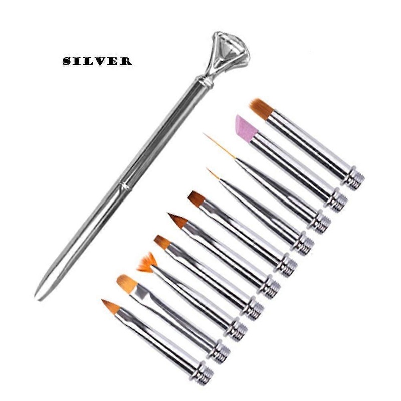 10 Set Professional Nail Art Brushes Pen Set for Acrylic Gel Painting, UV Light Therapy, and Salon Use
