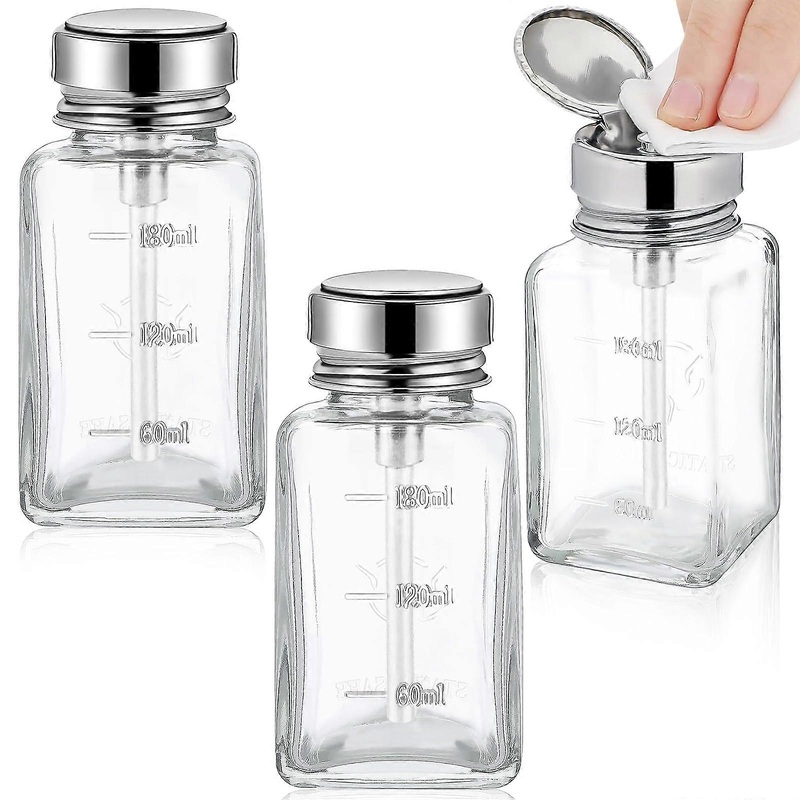 3Pcs Glass Nail Polish Remover Pump, Acetone Pump Dispenser, 180ml(6oz)