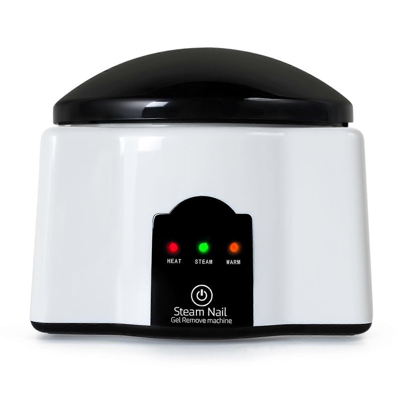 Steam Nail Polish Remover Machine, Portable Gel Polish Steamer with Soaking Bowl, Safe Nail Gel Removal, Black and White