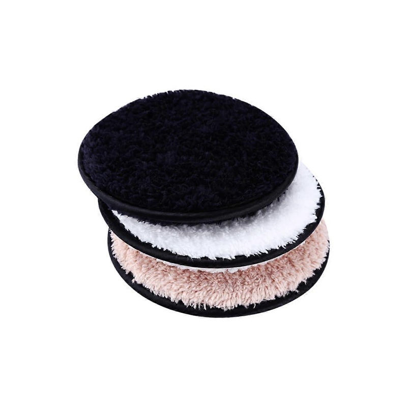 3pcs Makeup Remover Pads Dual Sided Cleansing Cloths Soft Safe for Deep Cleaning Black White Coffee Portable Design