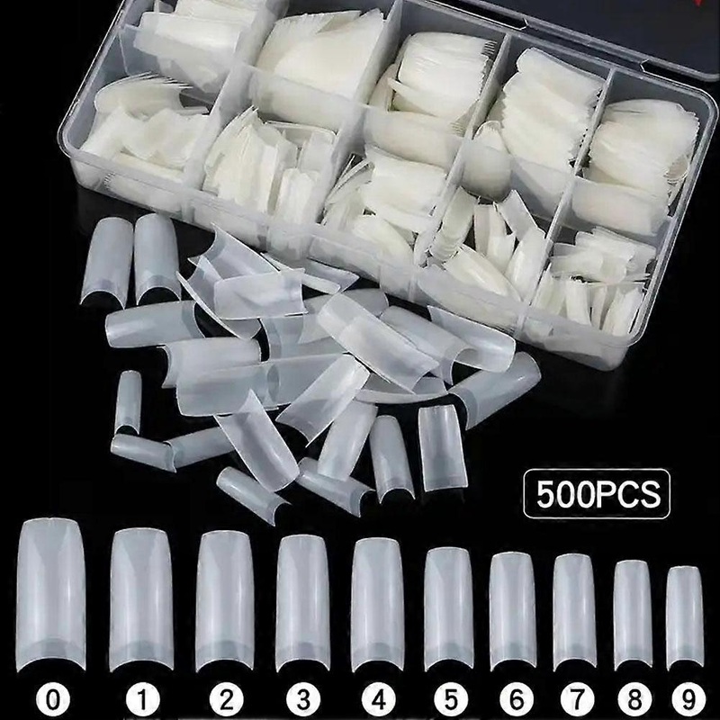 Natural color (A) $ False nails nail tool box 500 pieces French natural color false nails