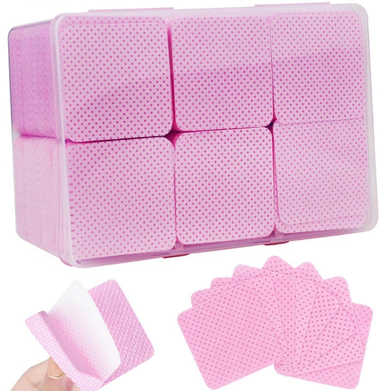 Lint Free Nail Wipes 1080pcs Pink Soft Woven Fabric Remover Pads for Nail Polish and Eyelash Extension Glue Cleaning