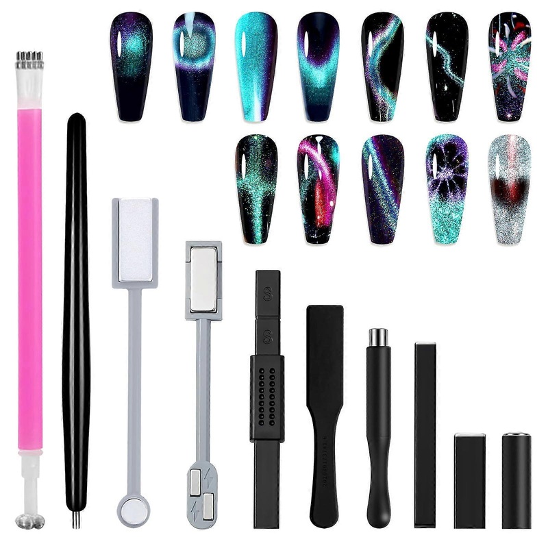 10 Pcs Double-Headed Nail Magnet Tool Set with Strong Suction for Nail Art, Professional Use, Easy Grip Design