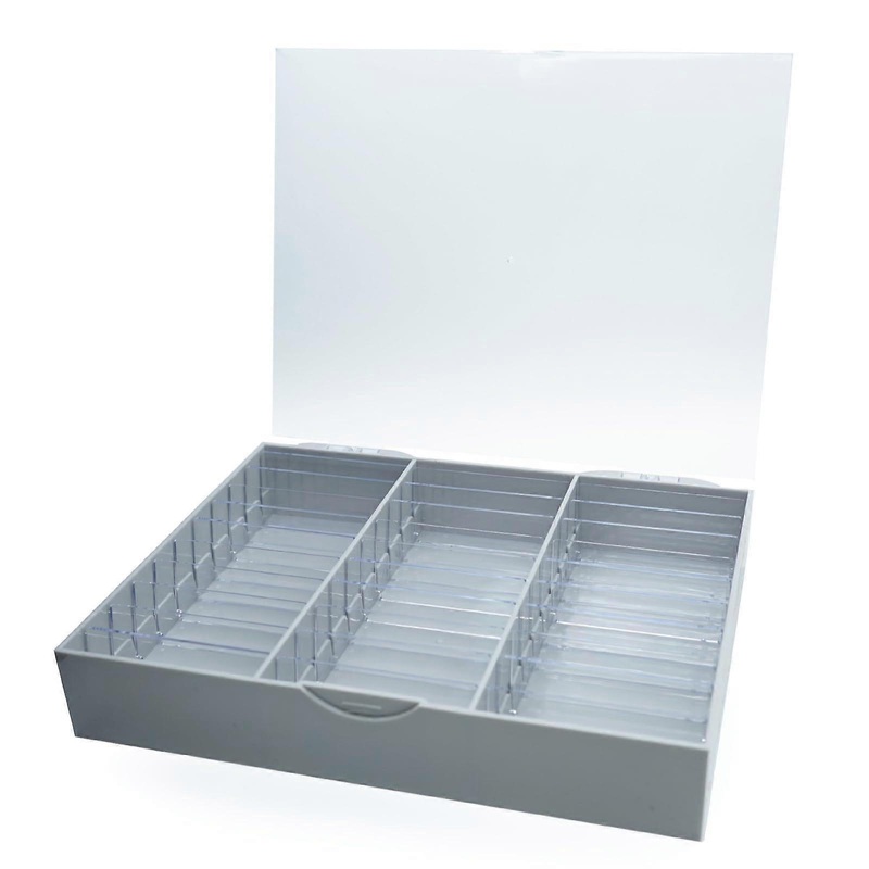 Clear Dustproof False Nail Box Portable Light Grey With Adjustable Dividers For False Nails