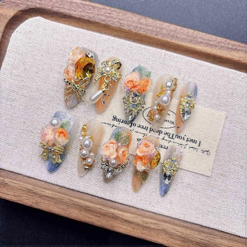 Press on Nails Chinese Style Handmade False Nails Art Luxury