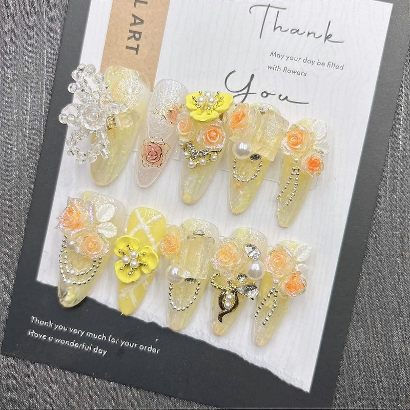 Yellow Dream Handmade Press on Nails Elegant False Nails Short Medium Long