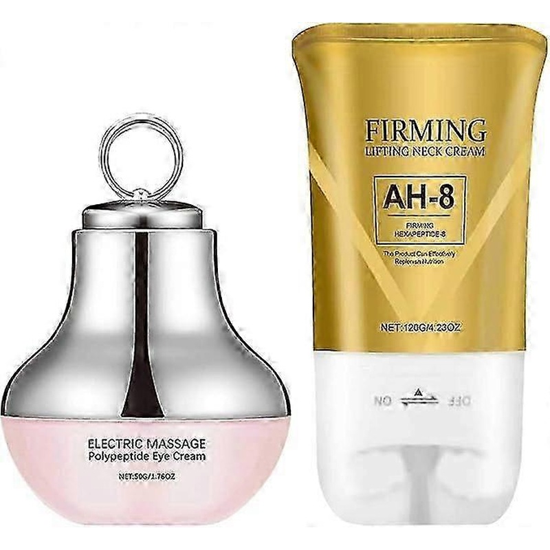 AH-8 Firming Neck Cream + Electric Massage Eye Cream, Neck-Eye Care Tightening & Revitalizing Set, Eye & Neck Treatment, Smooth of Fine Lines,