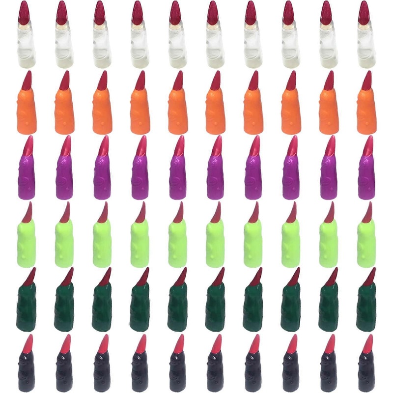 Pack of 5 Witch Fake Finger Nails for Cosplay, Reusable Halloween Witch Fingers for Adults and Kids, 60 Pieces Total