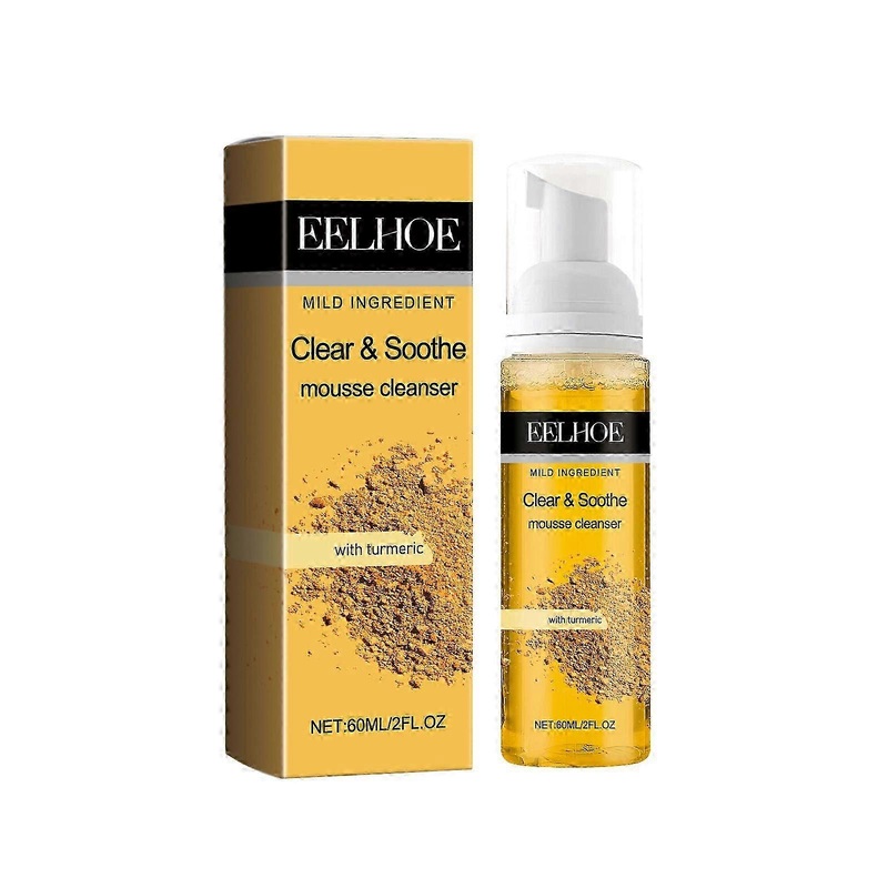 EELHOE turmeric facial cleanser mousse facial cleanser foam mildly cleans skin pores care liquid mousse facial cleanser